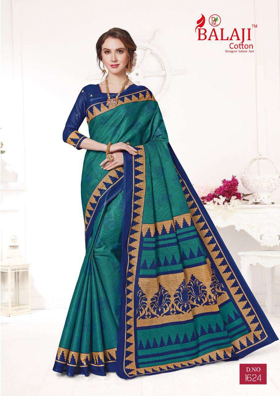 LEELAVATHI VOL-6 BY BALAJI COTTON 1601 TO 1630 SERIES INDIAN TRADITIONAL WEAR COLLECTION BEAUTIFUL STYLISH FANCY COLORFUL PARTY WEAR & OCCASIONAL WEAR COTTON SAREE WITH B.P SAREES AT WHOLESALE PRICE