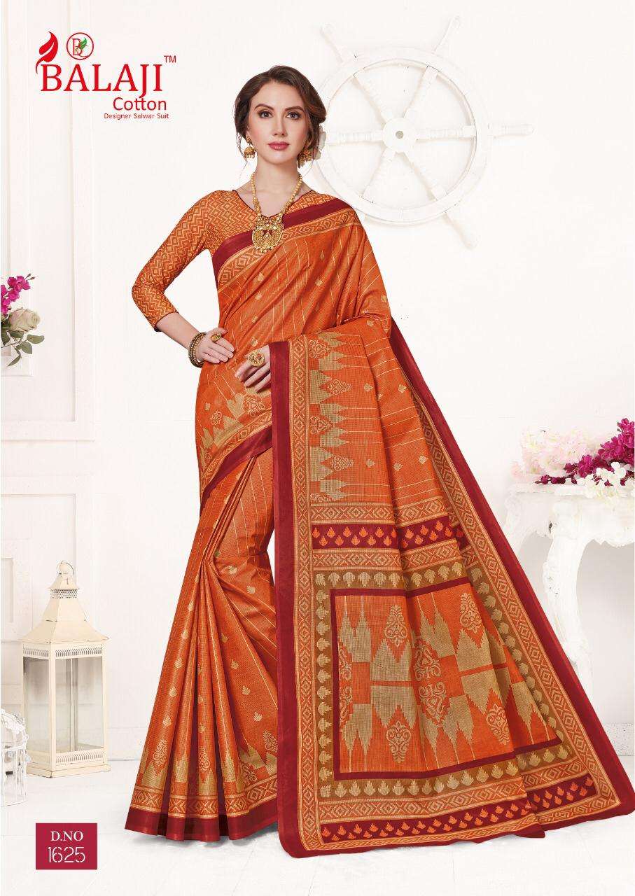 LEELAVATHI VOL-6 BY BALAJI COTTON 1601 TO 1630 SERIES INDIAN TRADITIONAL WEAR COLLECTION BEAUTIFUL STYLISH FANCY COLORFUL PARTY WEAR & OCCASIONAL WEAR COTTON SAREE WITH B.P SAREES AT WHOLESALE PRICE