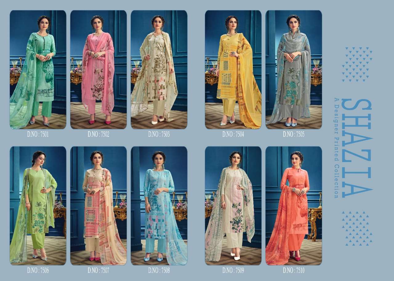 SHAZIA BY KESAR 7501 TO 7510 SERIES BEAUTIFUL SUITS STYLISH FANCY COLORFUL PARTY WEAR & OCCASIONAL WEAR PURE LAWN SUPERIOR COTTON DRESSES AT WHOLESALE PRICE