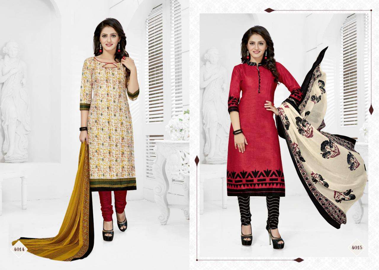 RUBBY CHIFFON VOL-4 BY COTTON PLUS 4001 TO 4016 SERIES BEAUTIFUL SUITS STYLISH FANCY COLORFUL PARTY WEAR & OCCASIONAL WEAR COTTON PRINTED DRESSES AT WHOLESALE PRICE