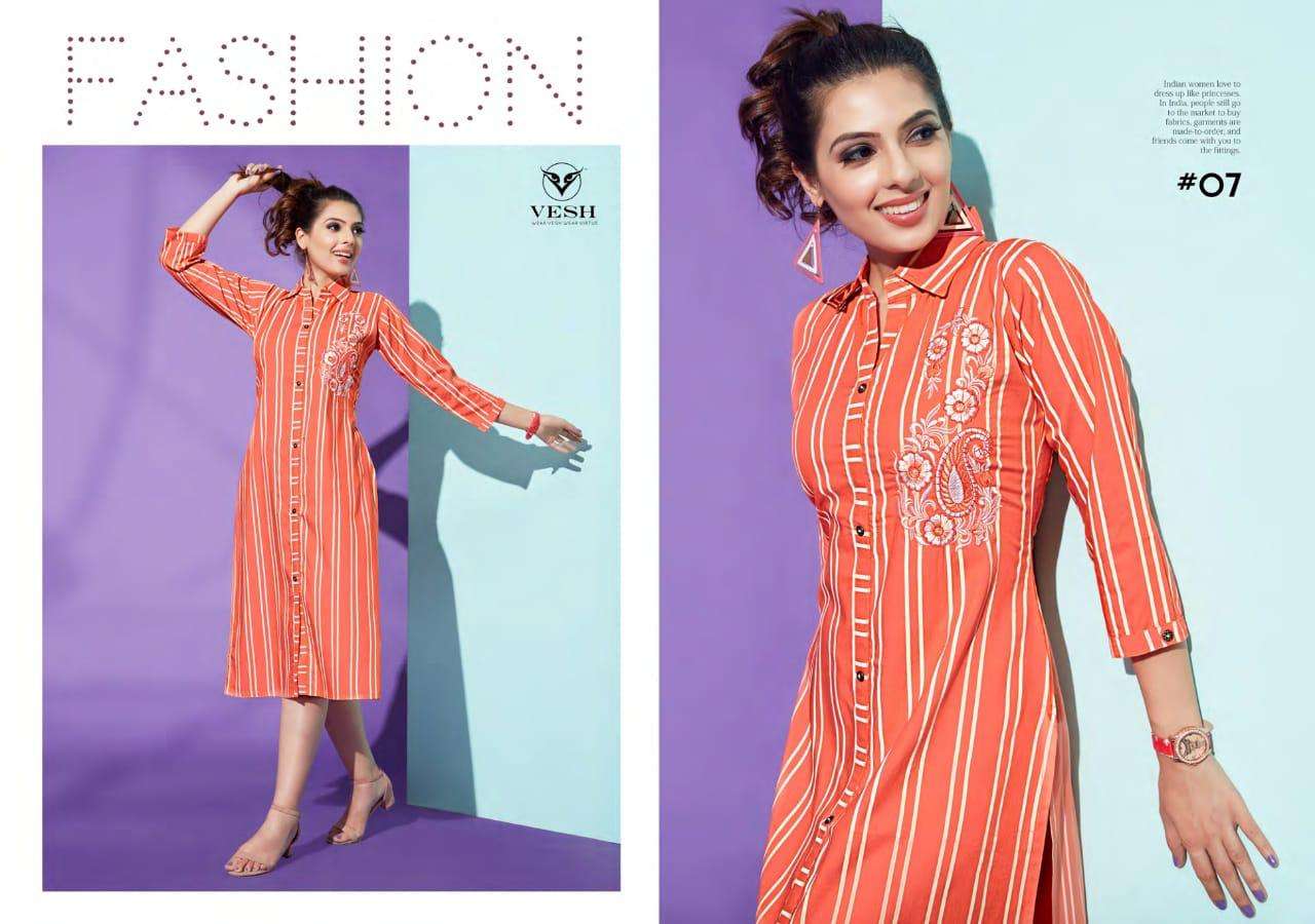 DAIZY BY VESH 01 TO 08 SERIES BEAUTIFUL COLORFUL STYLISH FANCY CASUAL WEAR & READY TO WEAR HEAVY RAYON EMBROIDERED KURTIS AT WHOLESALE PRICE