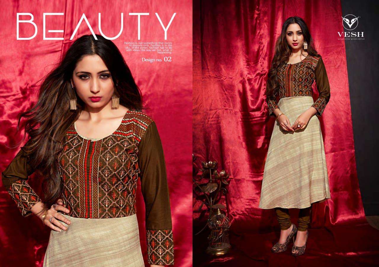 GLOSS BY VESH 01 TO 08 SERIES BEAUTIFUL COLORFUL STYLISH FANCY CASUAL WEAR & READY TO WEAR HEAVY RAYON EMBROIDERED KURTIS WITH KOTI AT WHOLESALE PRICE