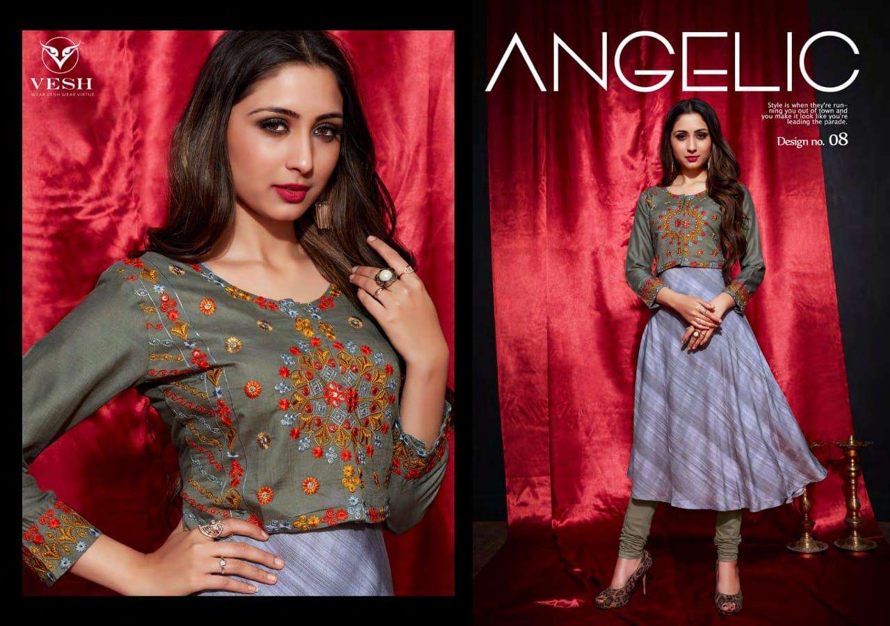 GLOSS BY VESH 01 TO 08 SERIES BEAUTIFUL COLORFUL STYLISH FANCY CASUAL WEAR & READY TO WEAR HEAVY RAYON EMBROIDERED KURTIS WITH KOTI AT WHOLESALE PRICE