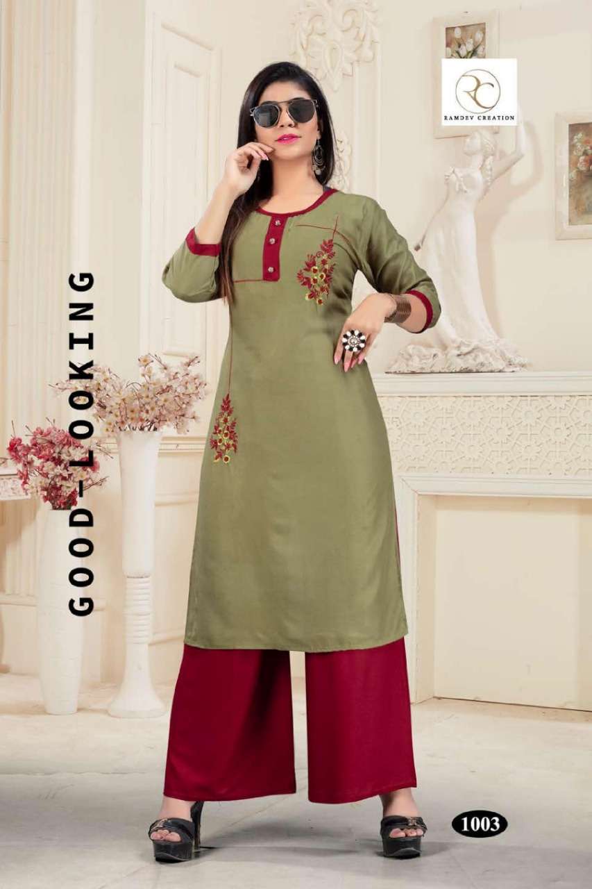 SATRANGI VOL-3 BY RC 1001 TO 1006 SERIES BEAUTIFUL COLORFUL STYLISH FANCY CASUAL WEAR & READY TO WEAR HEAVY RAYON 14 KG KURTIS WITH BOTTOM AT WHOLESALE PRICE