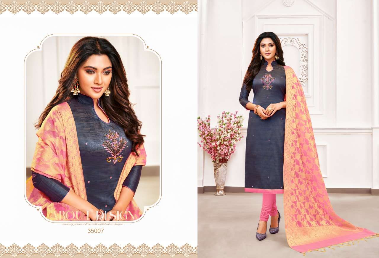 BANARASHI VOL-3 BY KAPIL TEX 35001 TO 35012 SERIES BEAUTIFUL SUITS STYLISH FANCY COLORFUL PARTY WEAR & OCCASIONAL WEAR SOUTH SILK WITH HANDWORK DRESSES AT WHOLESALE PRICE