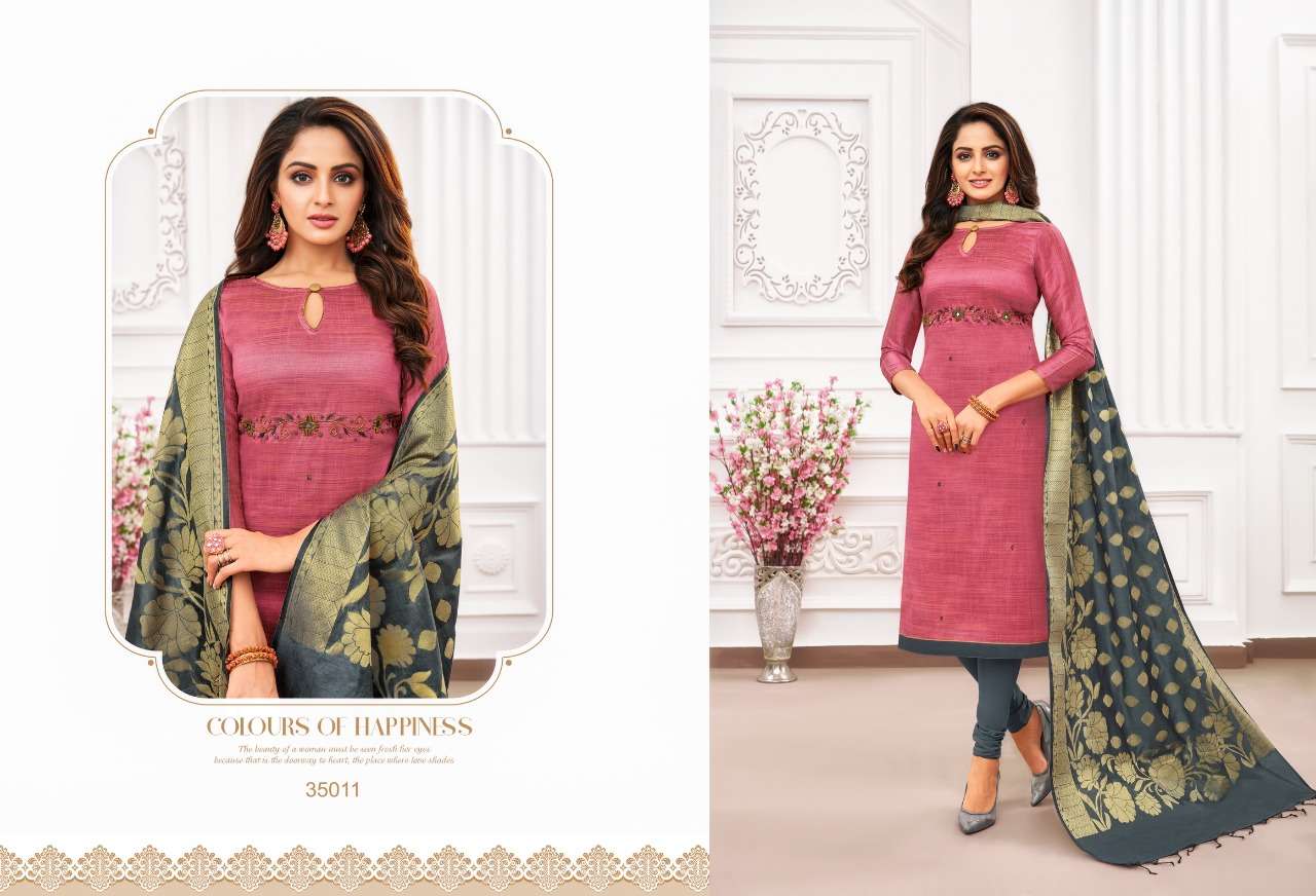 BANARASHI VOL-3 BY KAPIL TEX 35001 TO 35012 SERIES BEAUTIFUL SUITS STYLISH FANCY COLORFUL PARTY WEAR & OCCASIONAL WEAR SOUTH SILK WITH HANDWORK DRESSES AT WHOLESALE PRICE