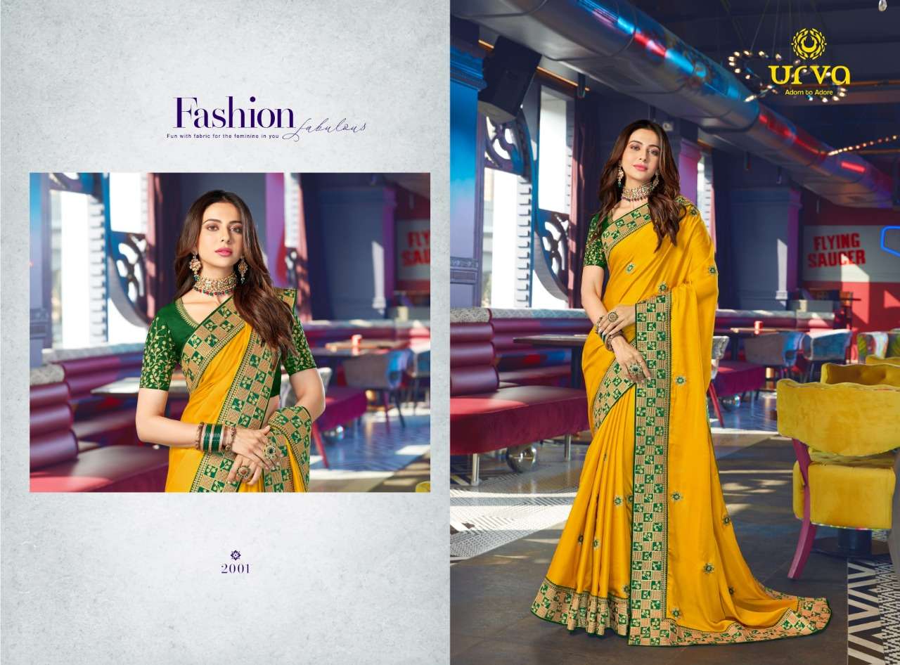 RAKUL BY URVA 2001 TO 2012 SERIES INDIAN TRADITIONAL WEAR COLLECTION BEAUTIFUL STYLISH FANCY COLORFUL PARTY WEAR & OCCASIONAL WEAR FANCY SAREES AT WHOLESALE PRICE