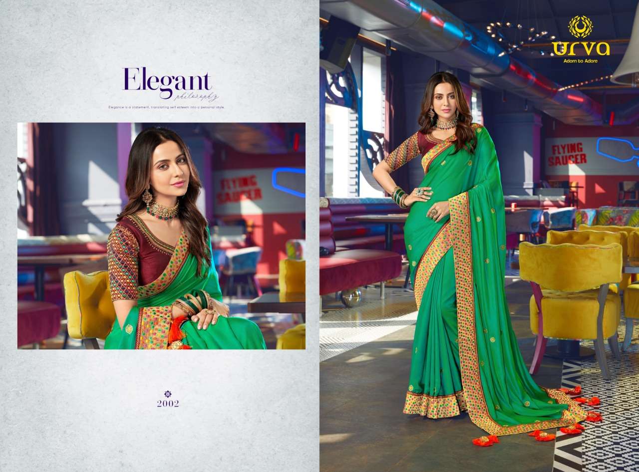 RAKUL BY URVA 2001 TO 2012 SERIES INDIAN TRADITIONAL WEAR COLLECTION BEAUTIFUL STYLISH FANCY COLORFUL PARTY WEAR & OCCASIONAL WEAR FANCY SAREES AT WHOLESALE PRICE