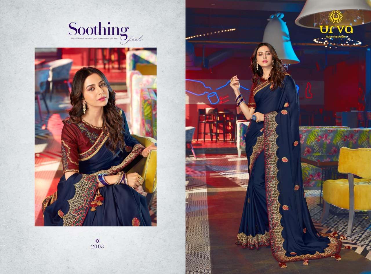 RAKUL BY URVA 2001 TO 2012 SERIES INDIAN TRADITIONAL WEAR COLLECTION BEAUTIFUL STYLISH FANCY COLORFUL PARTY WEAR & OCCASIONAL WEAR FANCY SAREES AT WHOLESALE PRICE