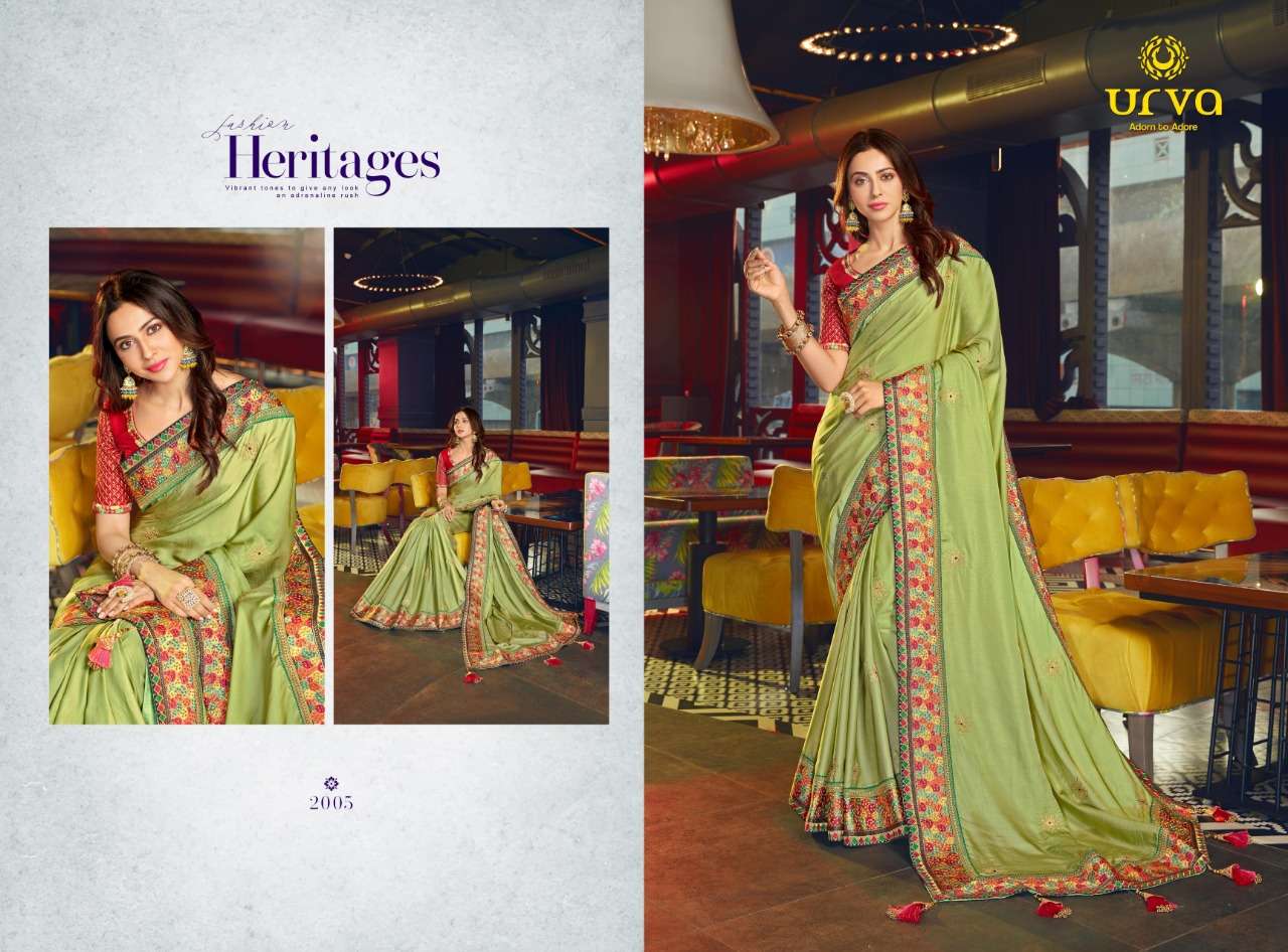 RAKUL BY URVA 2001 TO 2012 SERIES INDIAN TRADITIONAL WEAR COLLECTION BEAUTIFUL STYLISH FANCY COLORFUL PARTY WEAR & OCCASIONAL WEAR FANCY SAREES AT WHOLESALE PRICE