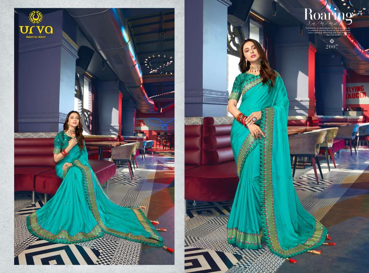 RAKUL BY URVA 2001 TO 2012 SERIES INDIAN TRADITIONAL WEAR COLLECTION BEAUTIFUL STYLISH FANCY COLORFUL PARTY WEAR & OCCASIONAL WEAR FANCY SAREES AT WHOLESALE PRICE