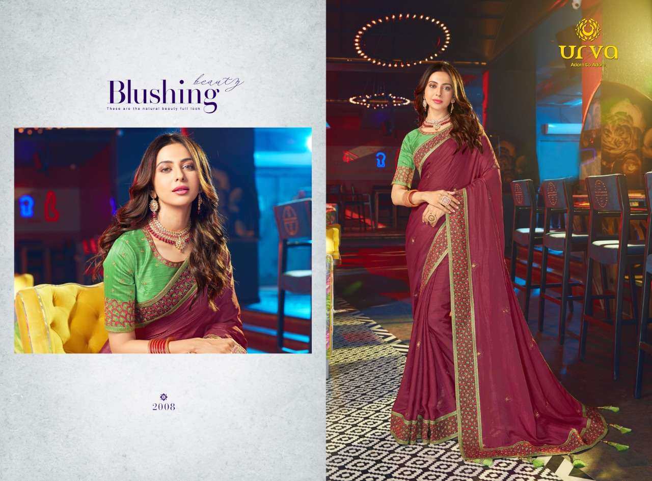 RAKUL BY URVA 2001 TO 2012 SERIES INDIAN TRADITIONAL WEAR COLLECTION BEAUTIFUL STYLISH FANCY COLORFUL PARTY WEAR & OCCASIONAL WEAR FANCY SAREES AT WHOLESALE PRICE