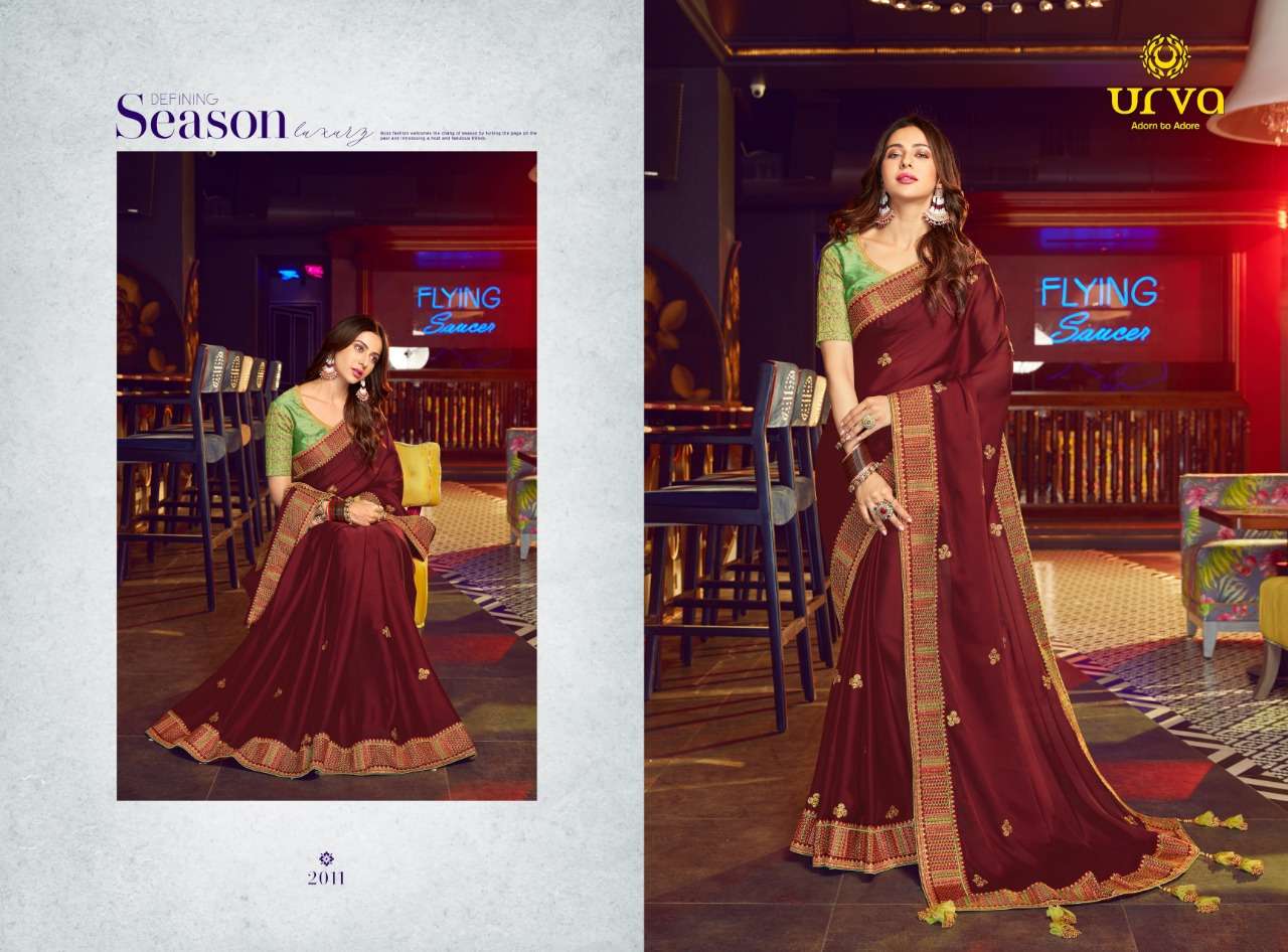 RAKUL BY URVA 2001 TO 2012 SERIES INDIAN TRADITIONAL WEAR COLLECTION BEAUTIFUL STYLISH FANCY COLORFUL PARTY WEAR & OCCASIONAL WEAR FANCY SAREES AT WHOLESALE PRICE