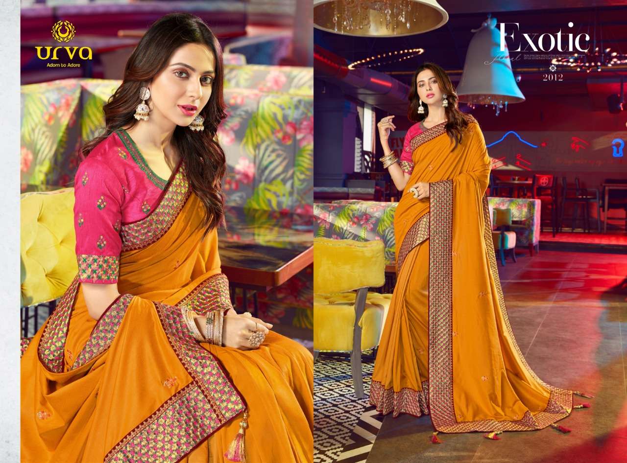 RAKUL BY URVA 2001 TO 2012 SERIES INDIAN TRADITIONAL WEAR COLLECTION BEAUTIFUL STYLISH FANCY COLORFUL PARTY WEAR & OCCASIONAL WEAR FANCY SAREES AT WHOLESALE PRICE