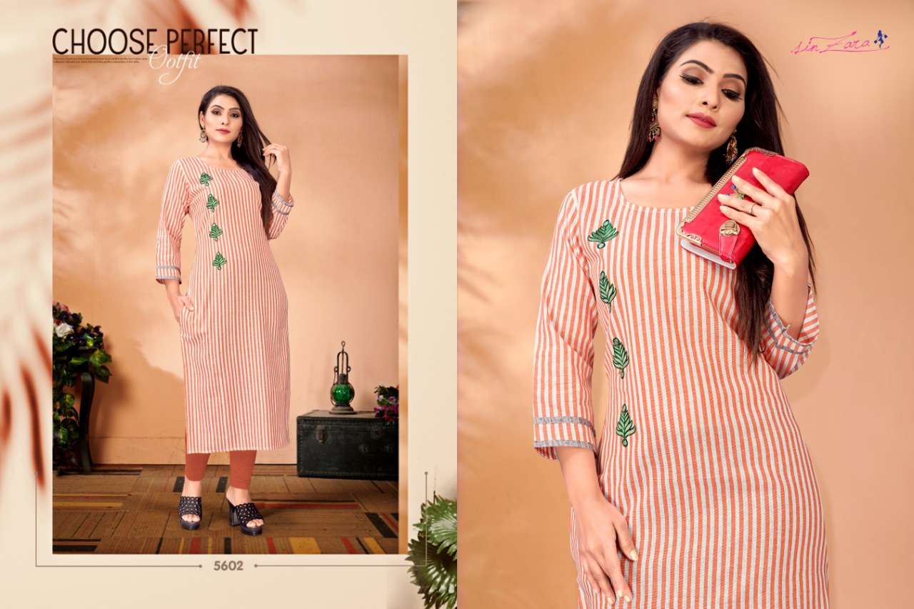 VERTICAL BY SIN ZARA 5601 TO 5609 SERIES BEAUTIFUL COLORFUL STYLISH FANCY CASUAL WEAR & ETHNIC WEAR & READY TO WEAR COTTON EMBROIDERED KURTIS AT WHOLESALE PRICE