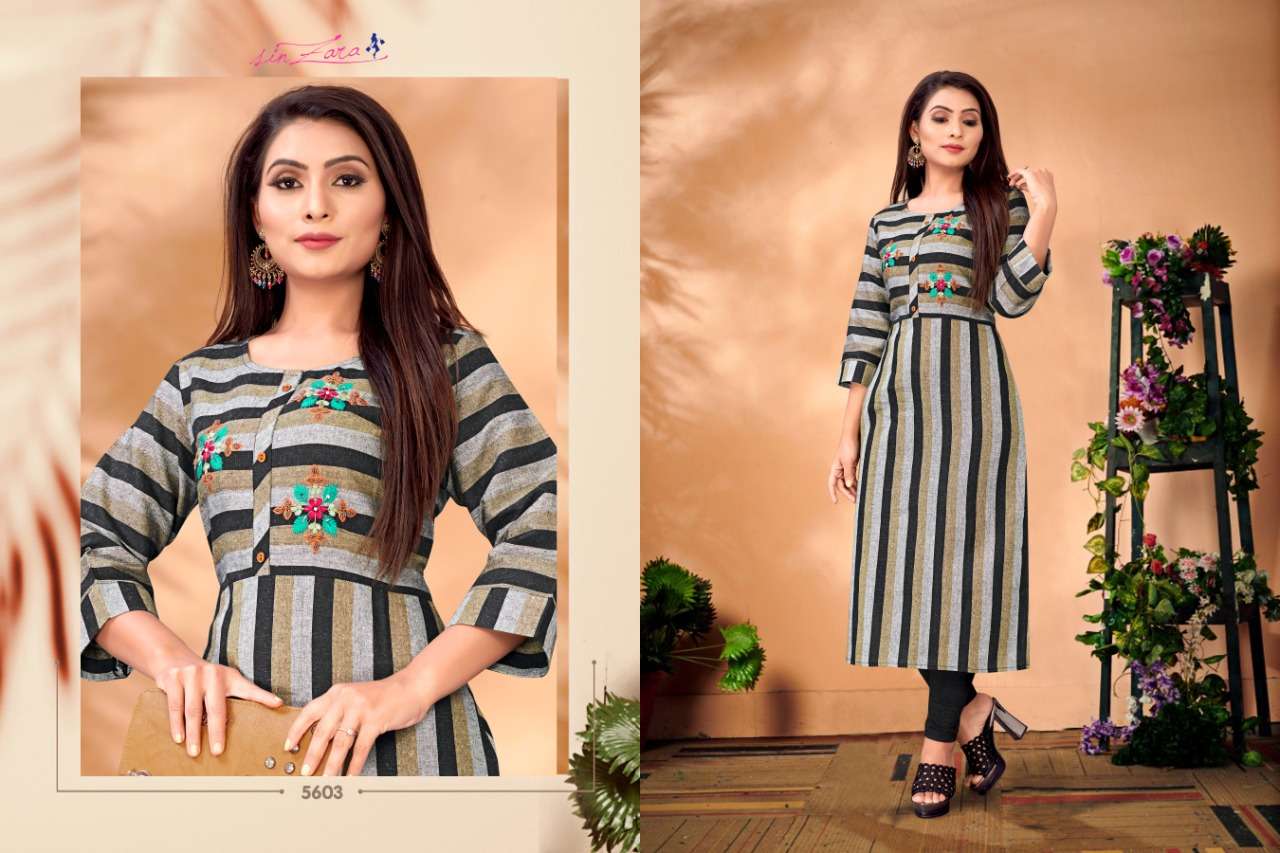 VERTICAL BY SIN ZARA 5601 TO 5609 SERIES BEAUTIFUL COLORFUL STYLISH FANCY CASUAL WEAR & ETHNIC WEAR & READY TO WEAR COTTON EMBROIDERED KURTIS AT WHOLESALE PRICE
