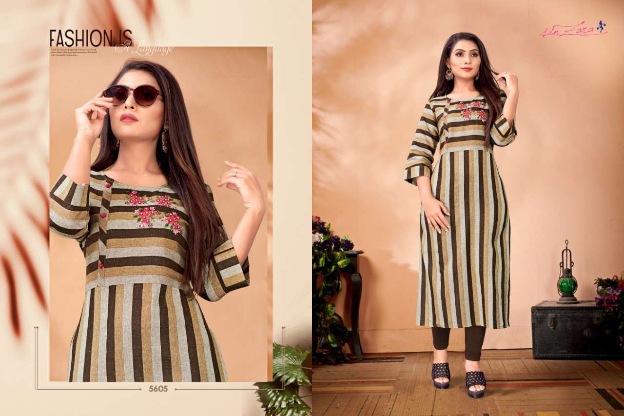 VERTICAL BY SIN ZARA 5601 TO 5609 SERIES BEAUTIFUL COLORFUL STYLISH FANCY CASUAL WEAR & ETHNIC WEAR & READY TO WEAR COTTON EMBROIDERED KURTIS AT WHOLESALE PRICE
