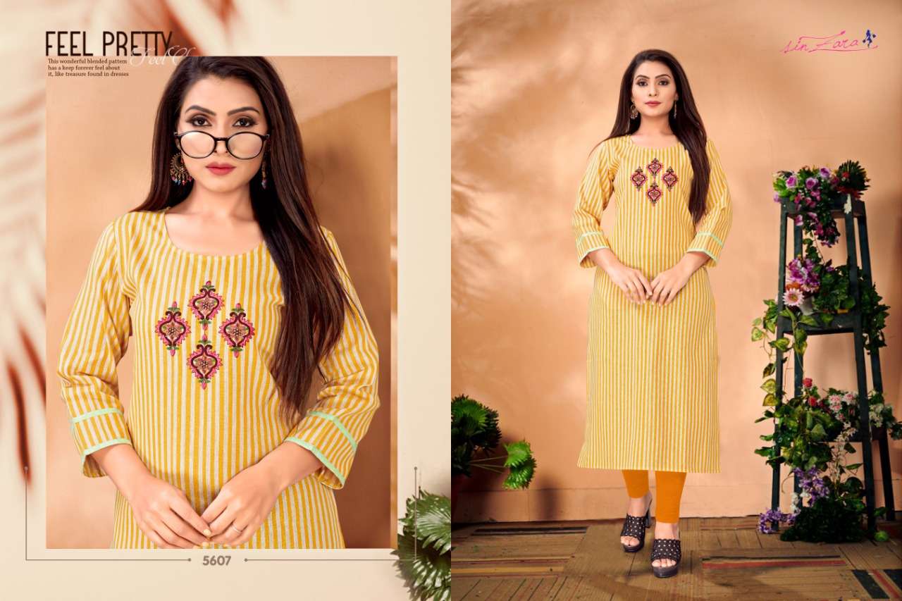 VERTICAL BY SIN ZARA 5601 TO 5609 SERIES BEAUTIFUL COLORFUL STYLISH FANCY CASUAL WEAR & ETHNIC WEAR & READY TO WEAR COTTON EMBROIDERED KURTIS AT WHOLESALE PRICE