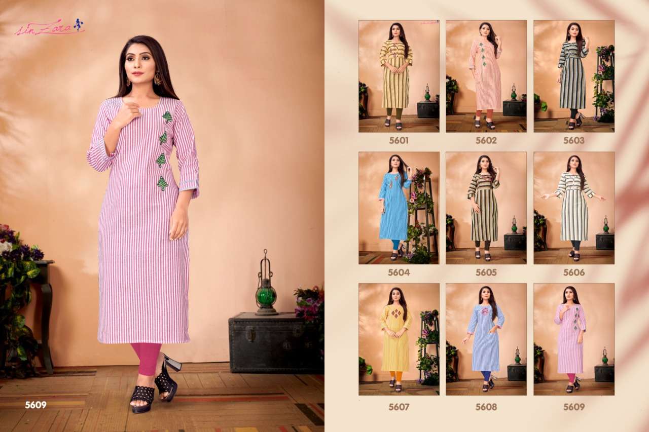 VERTICAL BY SIN ZARA 5601 TO 5609 SERIES BEAUTIFUL COLORFUL STYLISH FANCY CASUAL WEAR & ETHNIC WEAR & READY TO WEAR COTTON EMBROIDERED KURTIS AT WHOLESALE PRICE