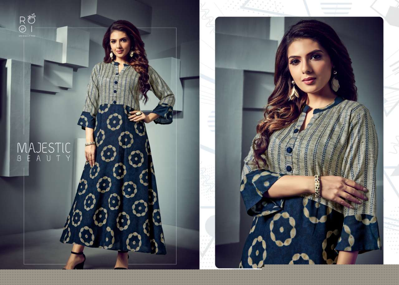 FASHION SEASON BY ROOI 2001 TO 2008 SERIES BEAUTIFUL COLORFUL STYLISH FANCY CASUAL WEAR & ETHNIC WEAR & READY TO WEAR HEAVY RAYON PRINTED WITH EMBROIDERED KURTIS AT WHOLESALE PRICE