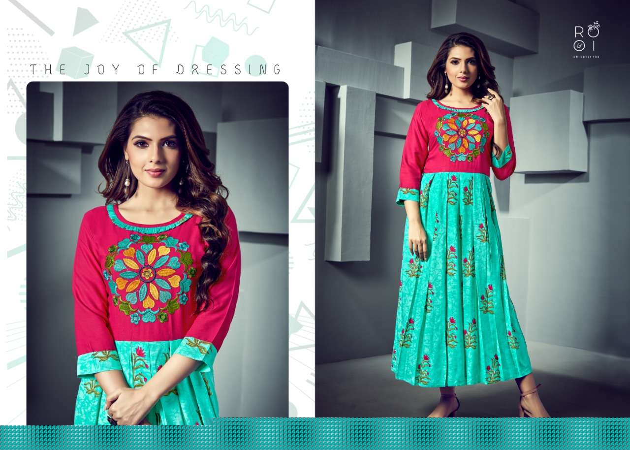 FASHION SEASON BY ROOI 2001 TO 2008 SERIES BEAUTIFUL COLORFUL STYLISH FANCY CASUAL WEAR & ETHNIC WEAR & READY TO WEAR HEAVY RAYON PRINTED WITH EMBROIDERED KURTIS AT WHOLESALE PRICE