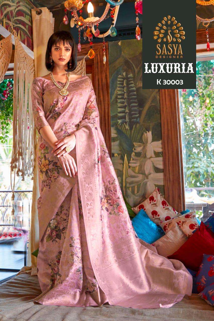 LUXURIA BY SASYA DESIGNER 30001 TO 30010 SERIES INDIAN TRADITIONAL WEAR COLLECTION BEAUTIFUL STYLISH FANCY COLORFUL PARTY WEAR & OCCASIONAL WEAR JACQUARD SILK SAREES AT WHOLESALE PRICE