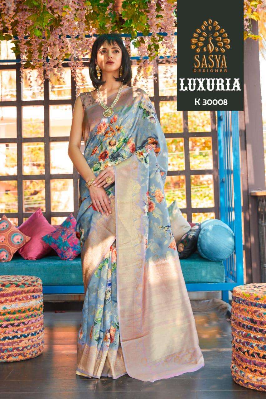 LUXURIA BY SASYA DESIGNER 30001 TO 30010 SERIES INDIAN TRADITIONAL WEAR COLLECTION BEAUTIFUL STYLISH FANCY COLORFUL PARTY WEAR & OCCASIONAL WEAR JACQUARD SILK SAREES AT WHOLESALE PRICE