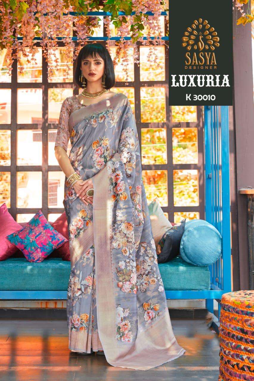 LUXURIA BY SASYA DESIGNER 30001 TO 30010 SERIES INDIAN TRADITIONAL WEAR COLLECTION BEAUTIFUL STYLISH FANCY COLORFUL PARTY WEAR & OCCASIONAL WEAR JACQUARD SILK SAREES AT WHOLESALE PRICE