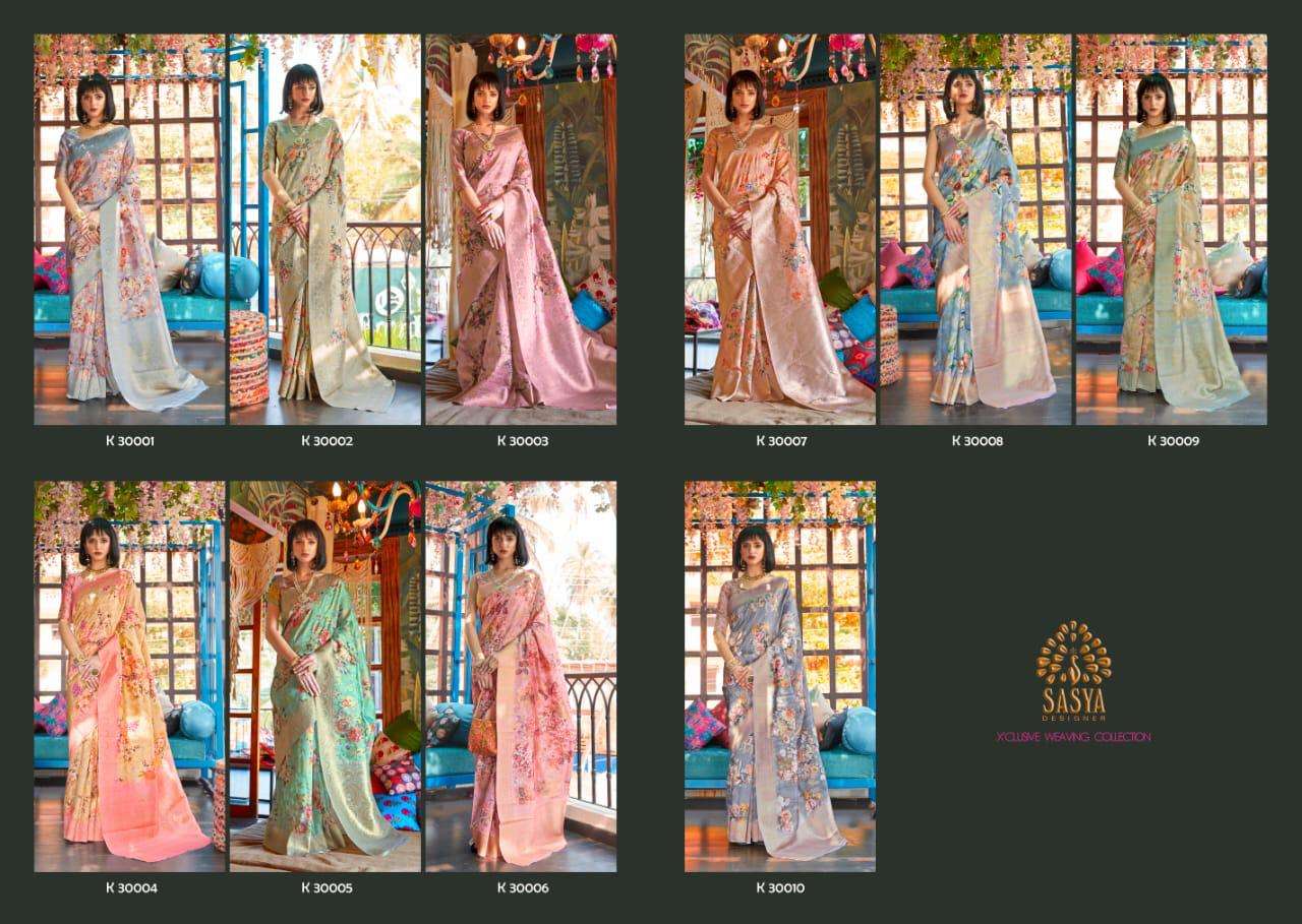 LUXURIA BY SASYA DESIGNER 30001 TO 30010 SERIES INDIAN TRADITIONAL WEAR COLLECTION BEAUTIFUL STYLISH FANCY COLORFUL PARTY WEAR & OCCASIONAL WEAR JACQUARD SILK SAREES AT WHOLESALE PRICE