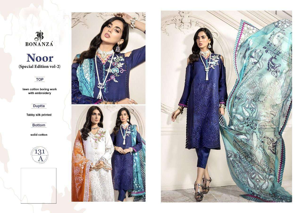 NOOR SPECIAL EDITION VOL-2 BY BONANZA 131-A TO 131-B SERIES BEAUTIFUL PAKISTANI SUITS COLORFUL STYLISH FANCY CASUAL WEAR & ETHNIC WEAR LAWN COTTON WITH EMBROIDERY DRESSES AT WHOLESALE PRICE