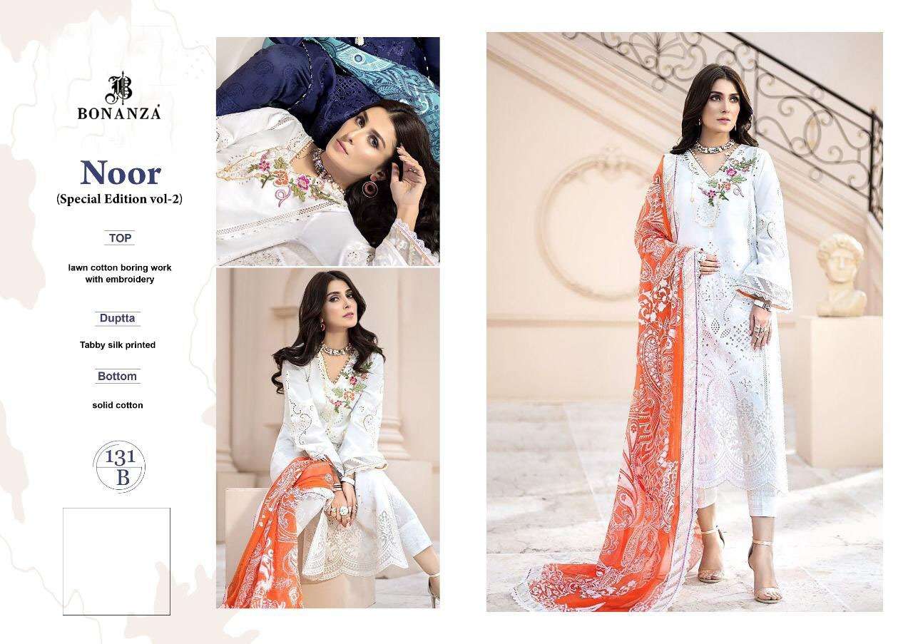 NOOR SPECIAL EDITION VOL-2 BY BONANZA 131-A TO 131-B SERIES BEAUTIFUL PAKISTANI SUITS COLORFUL STYLISH FANCY CASUAL WEAR & ETHNIC WEAR LAWN COTTON WITH EMBROIDERY DRESSES AT WHOLESALE PRICE