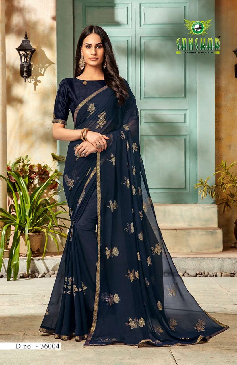 SHUBHKAMNAYE BY SANKAR TEX PRINT 36001 TO 36008 SERIES INDIAN TRADITIONAL WEAR COLLECTION BEAUTIFUL STYLISH FANCY COLORFUL PARTY WEAR & OCCASIONAL WEAR BEMBERG GEORGETTE PRINTED SAREES AT WHOLESALE PRICE