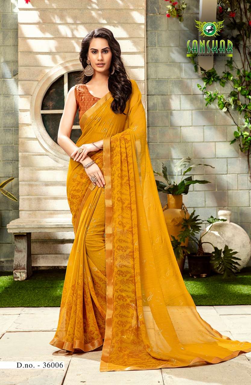 SHUBHKAMNAYE BY SANKAR TEX PRINT 36001 TO 36008 SERIES INDIAN TRADITIONAL WEAR COLLECTION BEAUTIFUL STYLISH FANCY COLORFUL PARTY WEAR & OCCASIONAL WEAR BEMBERG GEORGETTE PRINTED SAREES AT WHOLESALE PRICE