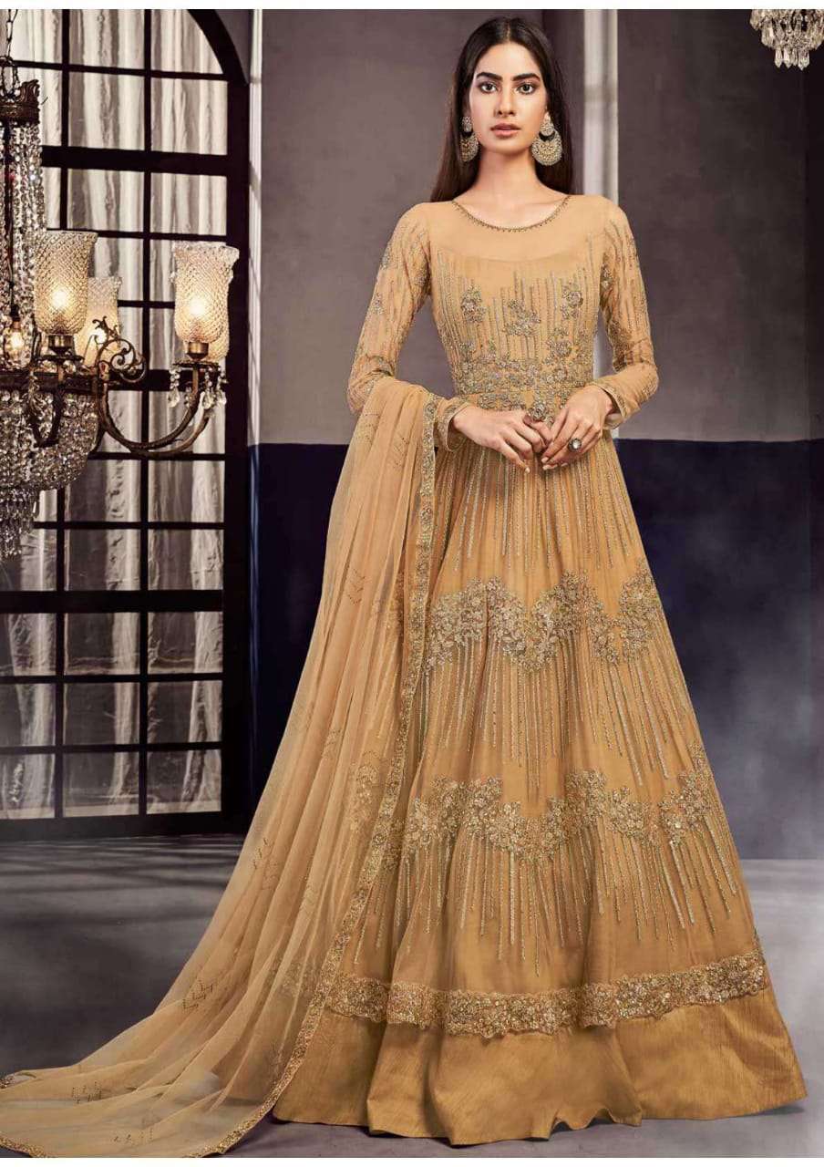 ZOHA BY FLORAL CREATIONS 7504 TO 7510 SERIES BEAUTIFUL STYLISH ANARKALI SUITS FANCY COLORFUL CASUAL WEAR & ETHNIC WEAR & READY TO WEAR DYED NET EMBROIDERY DRESSES AT WHOLESALE PRICE