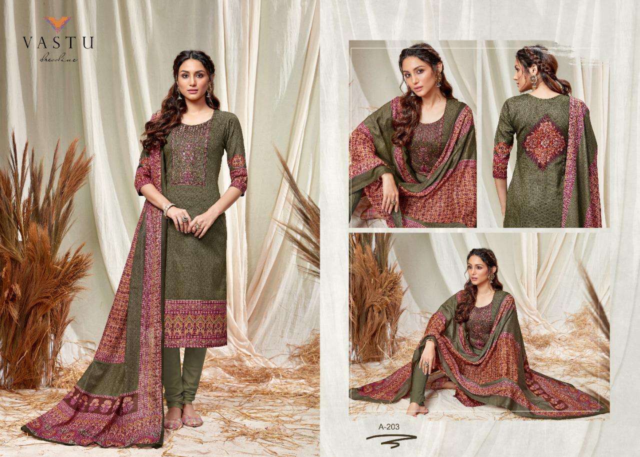 ABEERA BY VASTU TEX 201 TO 210 SERIES BEAUTIFUL SUITS COLORFUL STYLISH FANCY COLORFUL CASUAL WEAR & ETHNIC WEAR SATIN COTTON PRINTED DRESSES AT WHOLESALE PRICE