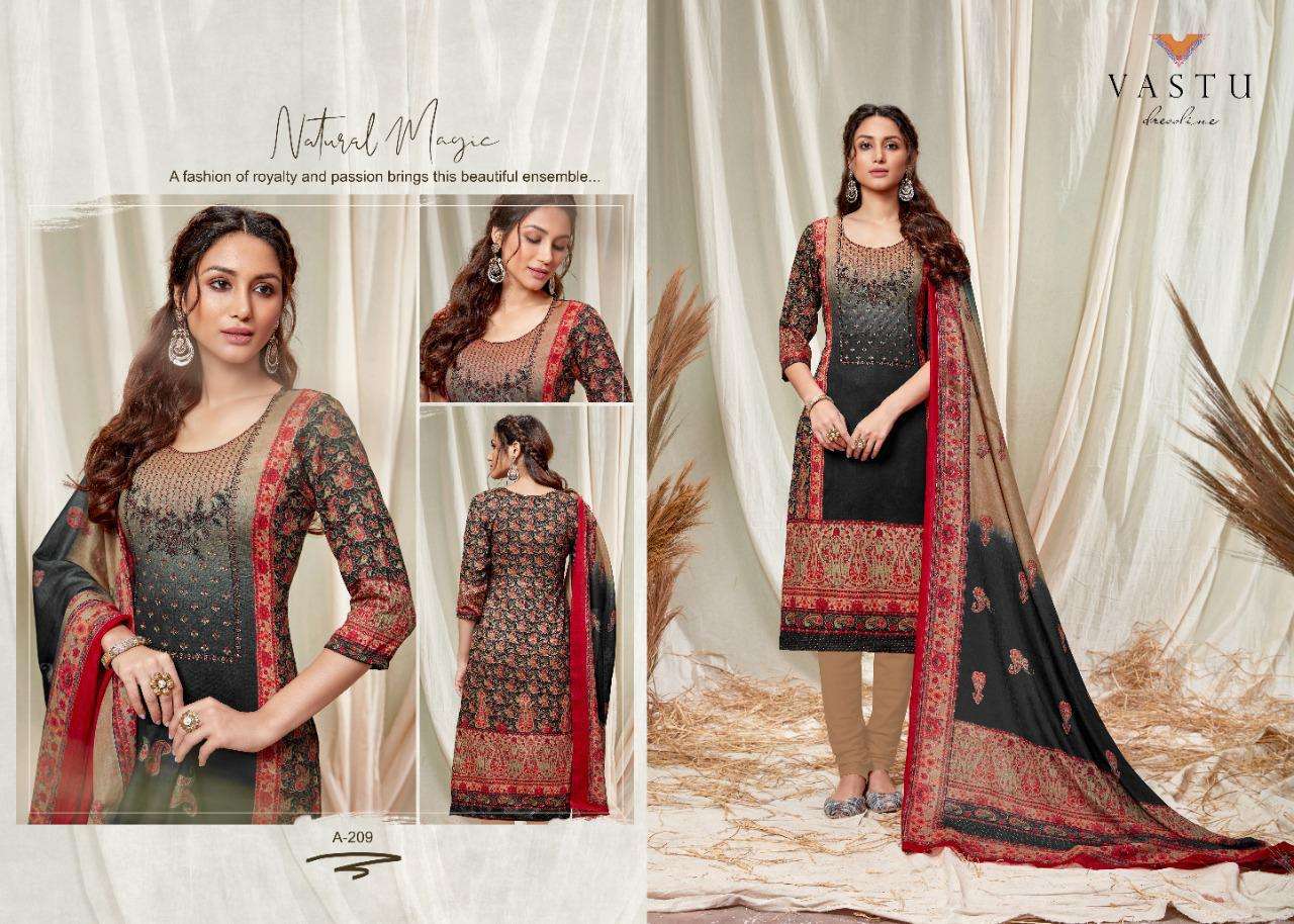 ABEERA BY VASTU TEX 201 TO 210 SERIES BEAUTIFUL SUITS COLORFUL STYLISH FANCY COLORFUL CASUAL WEAR & ETHNIC WEAR SATIN COTTON PRINTED DRESSES AT WHOLESALE PRICE