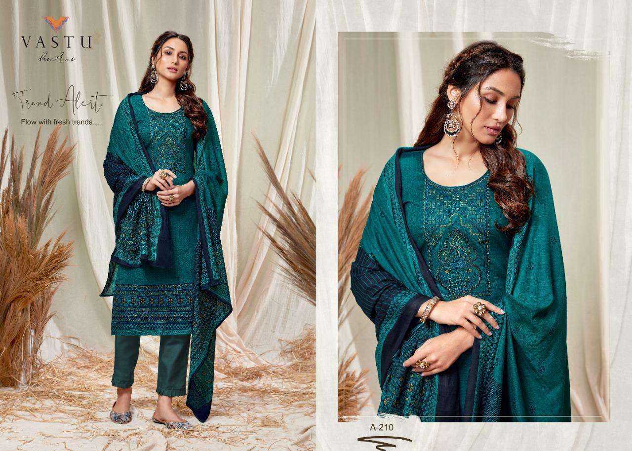 ABEERA BY VASTU TEX 201 TO 210 SERIES BEAUTIFUL SUITS COLORFUL STYLISH FANCY COLORFUL CASUAL WEAR & ETHNIC WEAR SATIN COTTON PRINTED DRESSES AT WHOLESALE PRICE