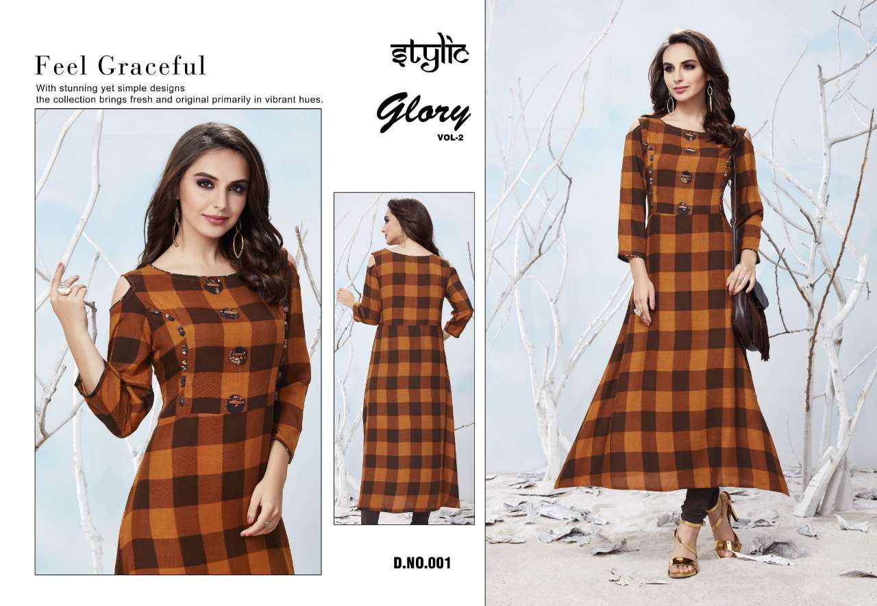 GLORY VOL-2 BY STYLIC 001 TO 012 SERIES INDIAN TRADITIONAL WEAR COLLECTION BEAUTIFUL STYLISH FANCY COLORFUL PARTY WEAR & OCCASIONAL WEAR RAYON COTTON PRINTED KURTIS AT WHOLESALE PRICE