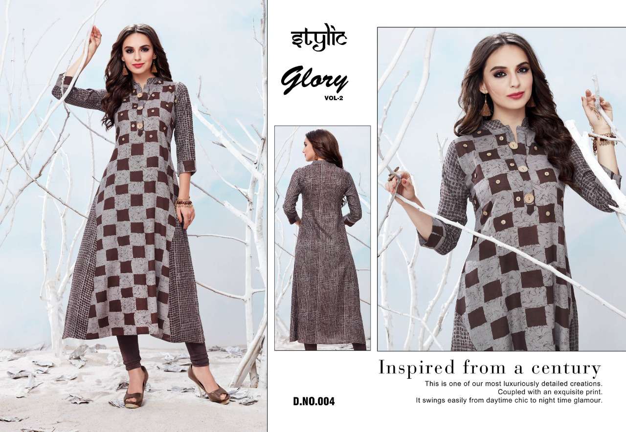 GLORY VOL-2 BY STYLIC 001 TO 012 SERIES INDIAN TRADITIONAL WEAR COLLECTION BEAUTIFUL STYLISH FANCY COLORFUL PARTY WEAR & OCCASIONAL WEAR RAYON COTTON PRINTED KURTIS AT WHOLESALE PRICE