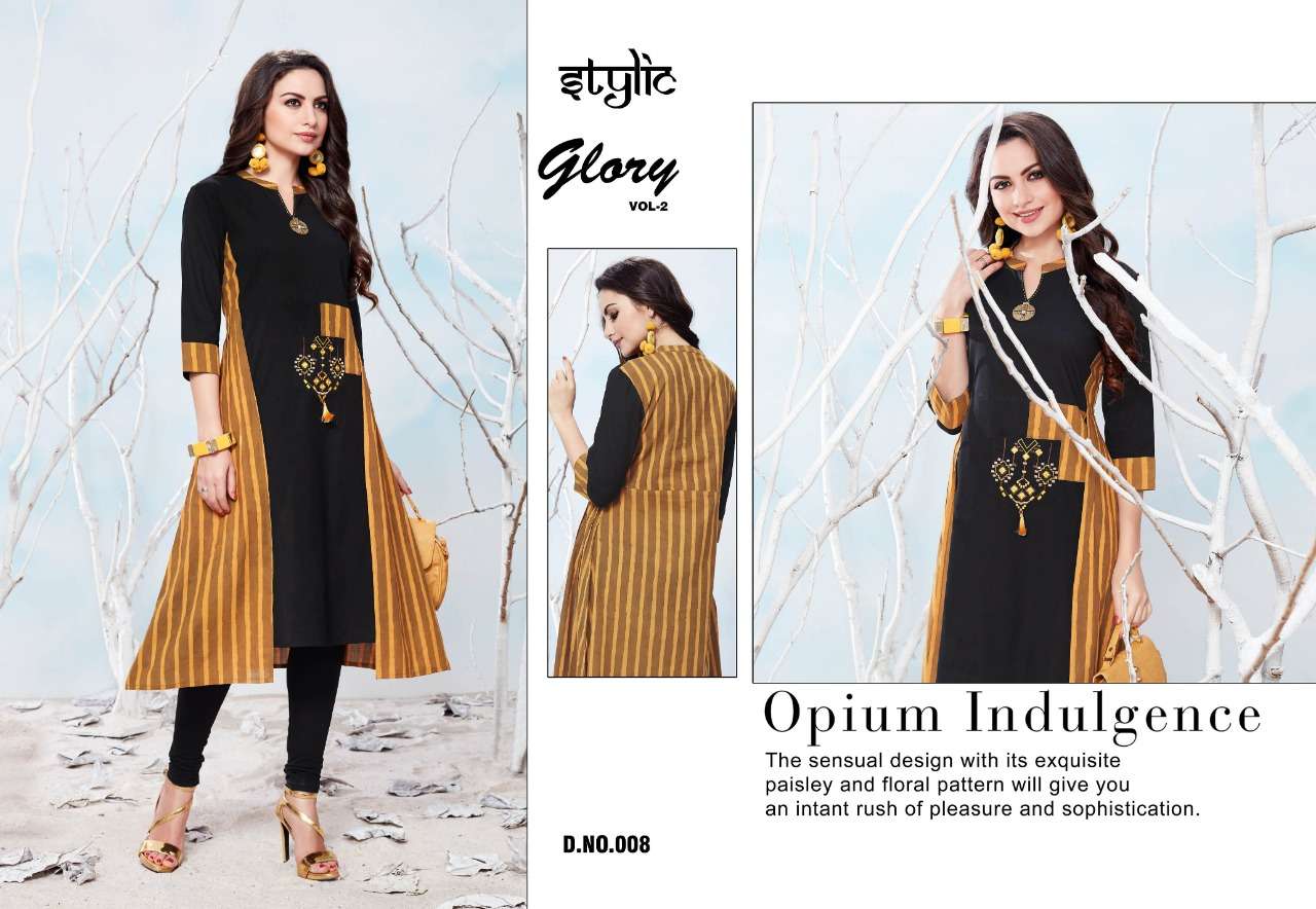 GLORY VOL-2 BY STYLIC 001 TO 012 SERIES INDIAN TRADITIONAL WEAR COLLECTION BEAUTIFUL STYLISH FANCY COLORFUL PARTY WEAR & OCCASIONAL WEAR RAYON COTTON PRINTED KURTIS AT WHOLESALE PRICE