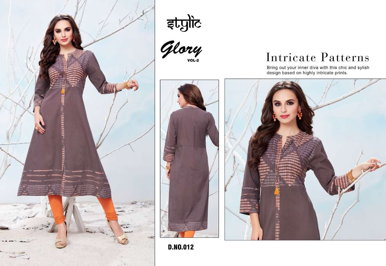 GLORY VOL-2 BY STYLIC 001 TO 012 SERIES INDIAN TRADITIONAL WEAR COLLECTION BEAUTIFUL STYLISH FANCY COLORFUL PARTY WEAR & OCCASIONAL WEAR RAYON COTTON PRINTED KURTIS AT WHOLESALE PRICE