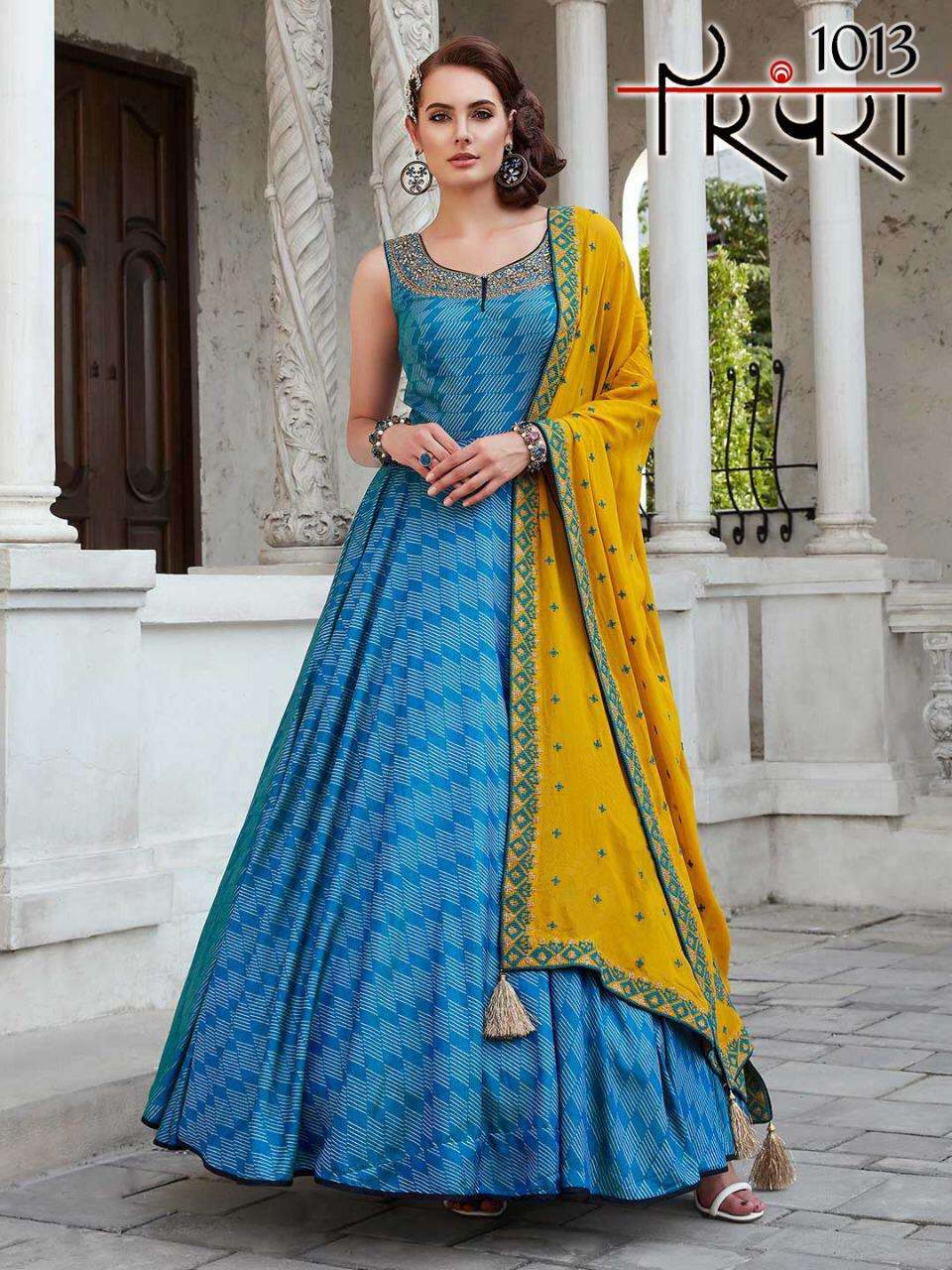 PARAMPRA VOL-3 BY PARAMPRA 1011 TO 1014 SERIES BEAUTIFUL STYLISH FANCY COLORFUL CASUAL WEAR & ETHNIC WEAR PURE KILLER/COTTON SILK EMBROIDERY GOWNS AT WHOLESALE PRICE