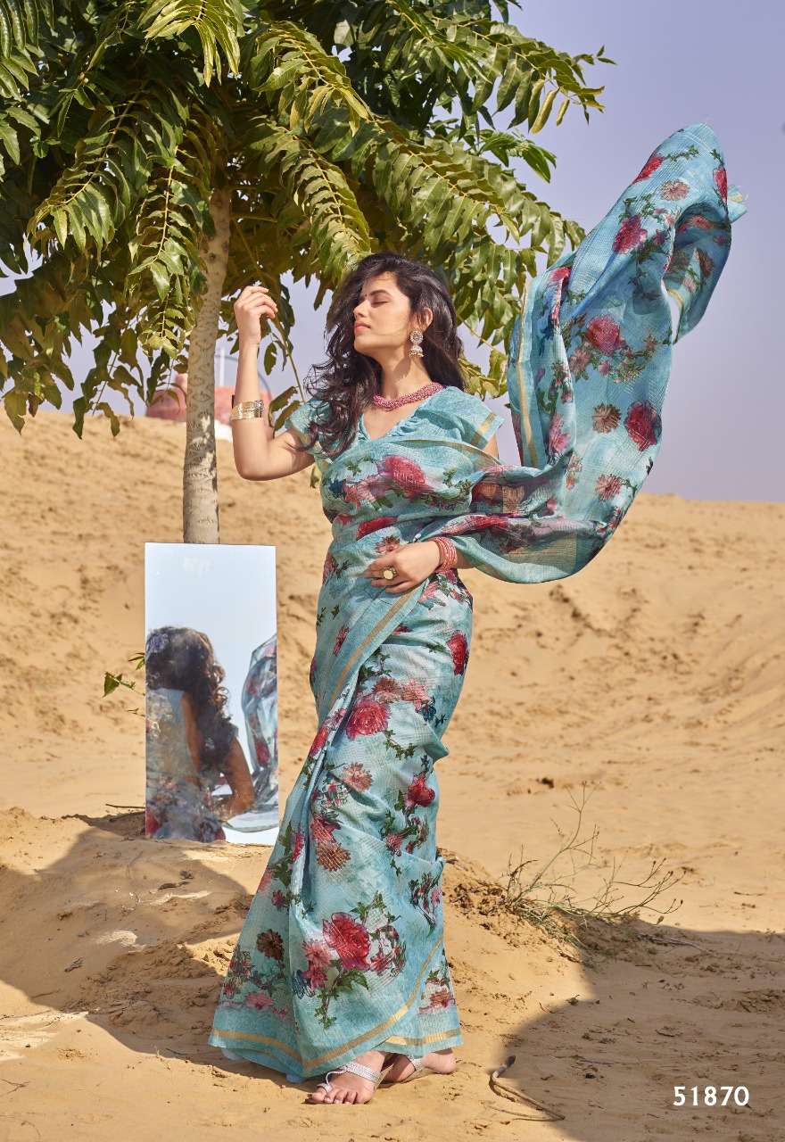 MASABA COTTON BY SHANGRILA 51861 TO 51872 SERIES INDIAN TRADITIONAL WEAR COLLECTION BEAUTIFUL STYLISH FANCY COLORFUL PARTY WEAR & OCCASIONAL WEAR KOTA DIGITAL PRINTED SAREES AT WHOLESALE PRICE