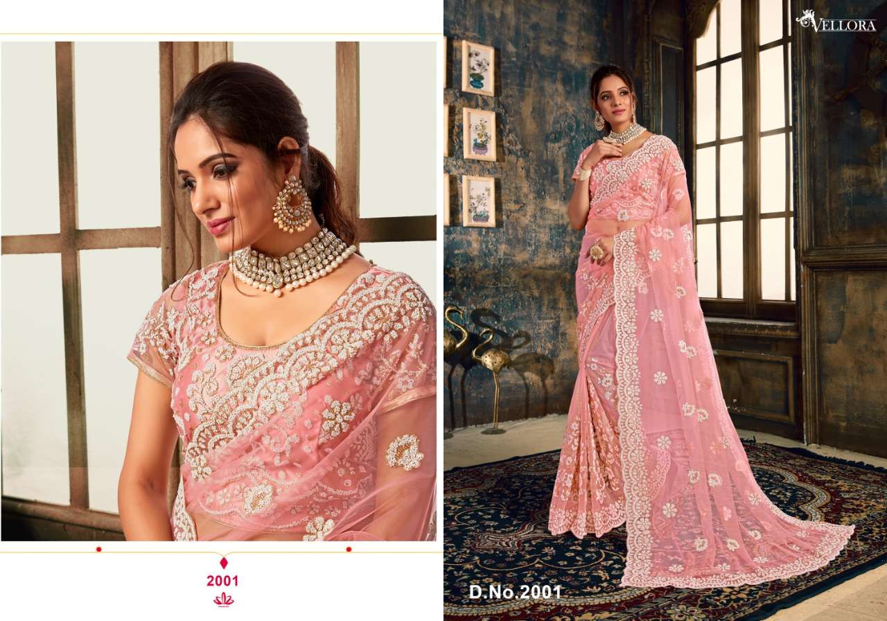 VELLORA SAREES VOL-10 BY VELLORA 2001 TO 2004 SERIES INDIAN TRADITIONAL WEAR COLLECTION BEAUTIFUL STYLISH FANCY COLORFUL PARTY WEAR & OCCASIONAL WEAR NET EMBROIDERED SAREES AT WHOLESALE PRICE