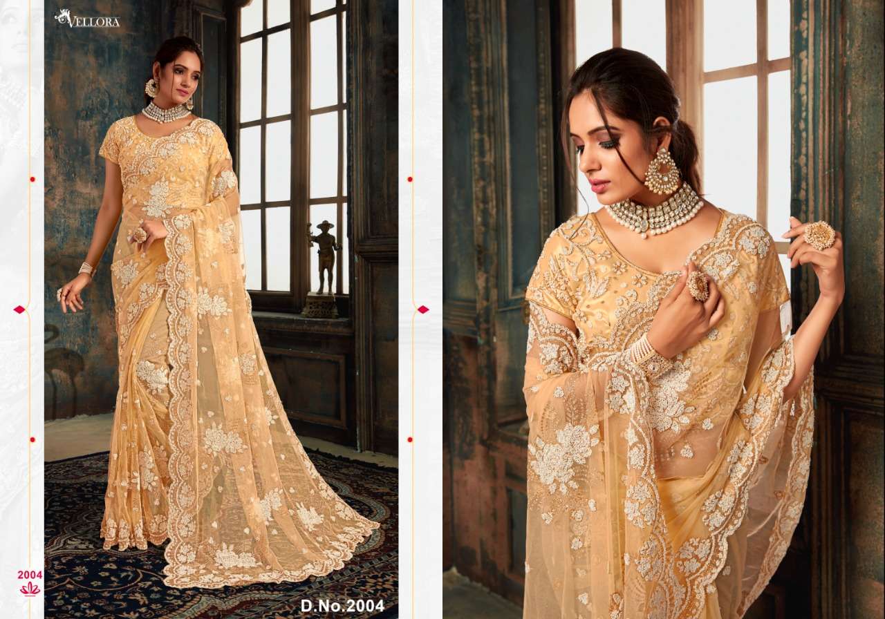 VELLORA SAREES VOL-10 BY VELLORA 2001 TO 2004 SERIES INDIAN TRADITIONAL WEAR COLLECTION BEAUTIFUL STYLISH FANCY COLORFUL PARTY WEAR & OCCASIONAL WEAR NET EMBROIDERED SAREES AT WHOLESALE PRICE