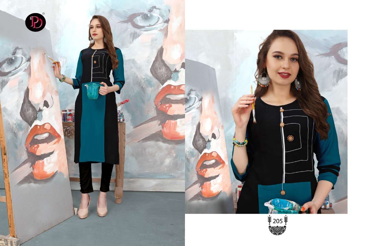 GLAMOUR VOL-2 BY POORVI DESIGNER 201 TO 206 SERIES BEAUTIFUL STYLISH FANCY COLORFUL CASUAL WEAR & ETHNIC WEAR & READY TO WEAR RAYON DYED WORKED KURTIS AT WHOLESALE PRICE