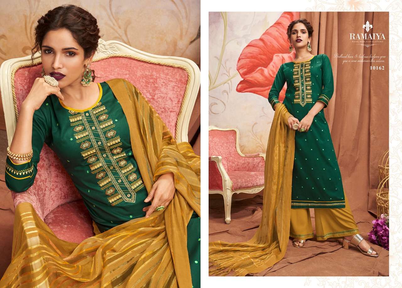 SHALIMAR BY JAY RAMAIYA 10161 TO 10168 SERIES BEAUTIFUL SUITS STYLISH FANCY COLORFUL CASUAL WEAR & ETHNIC WEAR JAM SILK WITH EMBROIDERY DRESSES AT WHOLESALE PRICE