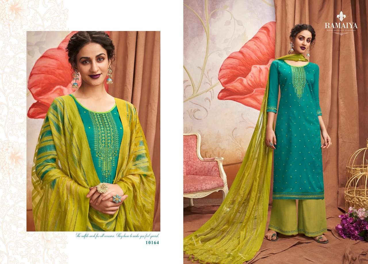 SHALIMAR BY JAY RAMAIYA 10161 TO 10168 SERIES BEAUTIFUL SUITS STYLISH FANCY COLORFUL CASUAL WEAR & ETHNIC WEAR JAM SILK WITH EMBROIDERY DRESSES AT WHOLESALE PRICE