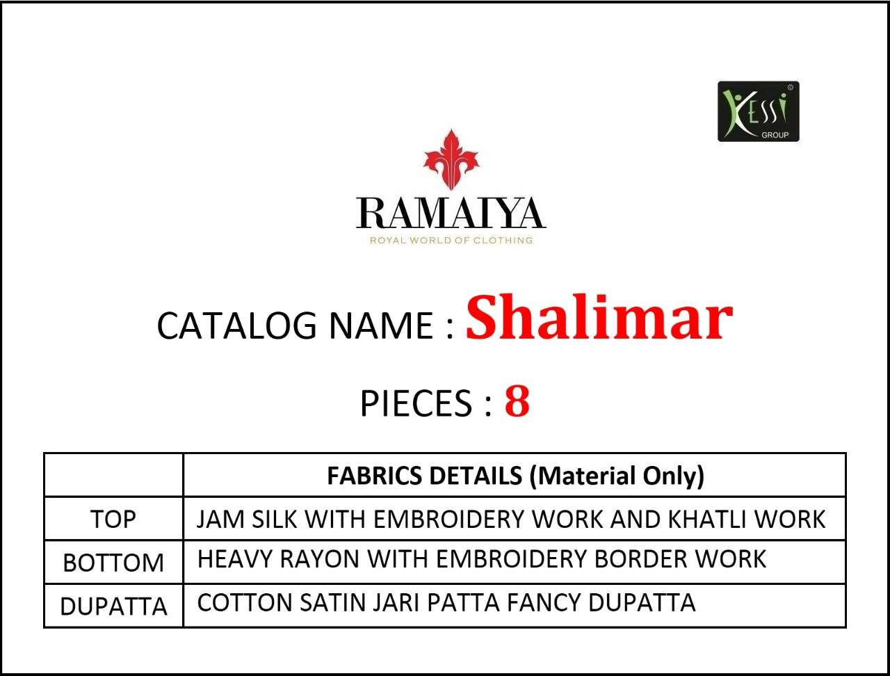 SHALIMAR BY JAY RAMAIYA 10161 TO 10168 SERIES BEAUTIFUL SUITS STYLISH FANCY COLORFUL CASUAL WEAR & ETHNIC WEAR JAM SILK WITH EMBROIDERY DRESSES AT WHOLESALE PRICE