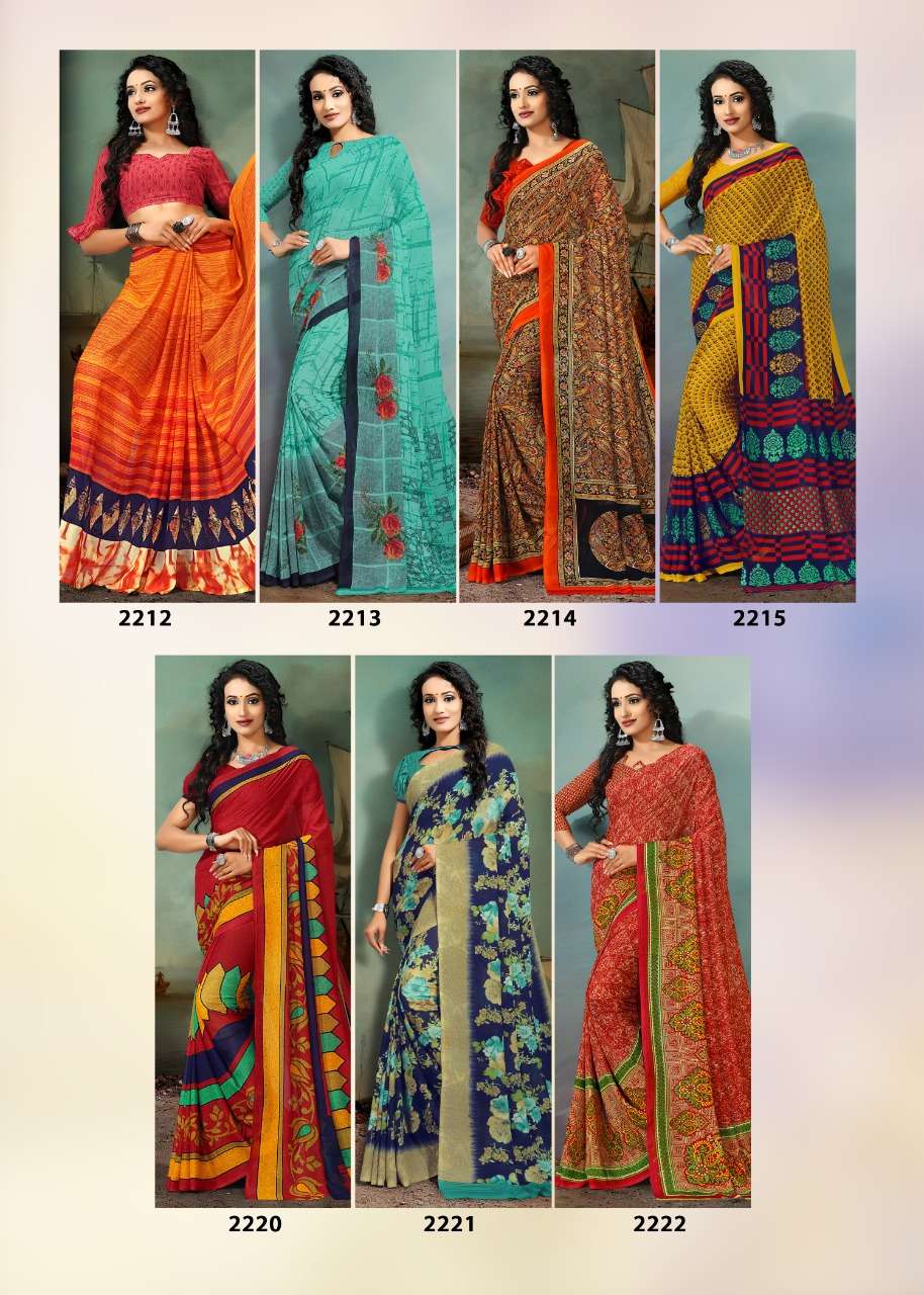 GARMA GARAM VOL-44 BY KODAS 2212 TO 2225 SERIES INDIAN TRADITIONAL WEAR COLLECTION BEAUTIFUL STYLISH FANCY COLORFUL PARTY WEAR & OCCASIONAL WEAR RENNIAL PRINTED SAREES AT WHOLESALE PRICE